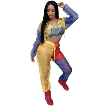 Casual Two Piece Set Spring Autumn Multicolor Stitching Contrast Hooded Strappy Tracksuit Mesh Perspective Long Sleeve Suit
Casual Two Piece Set Spring Autumn Multicolor Stitching Contrast Hooded Strappy Tracksuit Mesh Perspective Long Sleeve Suit