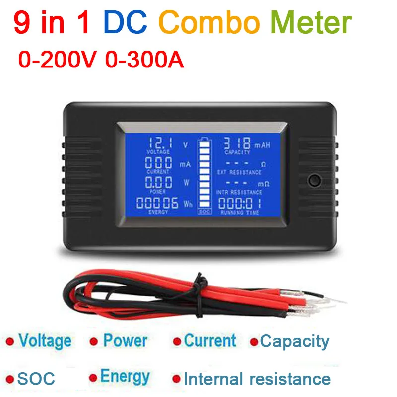 9in1 DC Combo Meter Battery Monitor Voltage Current Power Capacity Internal resistance/SOC/time / impedance Tester volt amp
9in1 DC Combo Meter Battery Monitor Voltage Current Power Capacity Internal resistance/SOC/time / impedance Tester volt amp