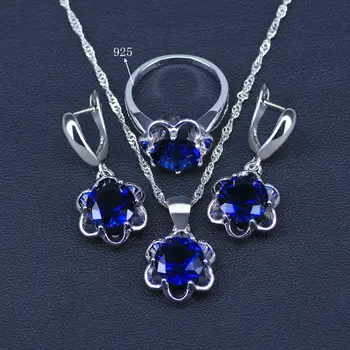 Flower Blue Zircon Bridal Silver Color Jewelry Sets Women Pendant&Necklace Ring Earrings With Natural Stones Jewelry Gift Box
Flower Blue Zircon Bridal Silver Color Jewelry Sets Women Pendant&Necklace Ring Earrings With Natural Stones Jewelry Gift Box