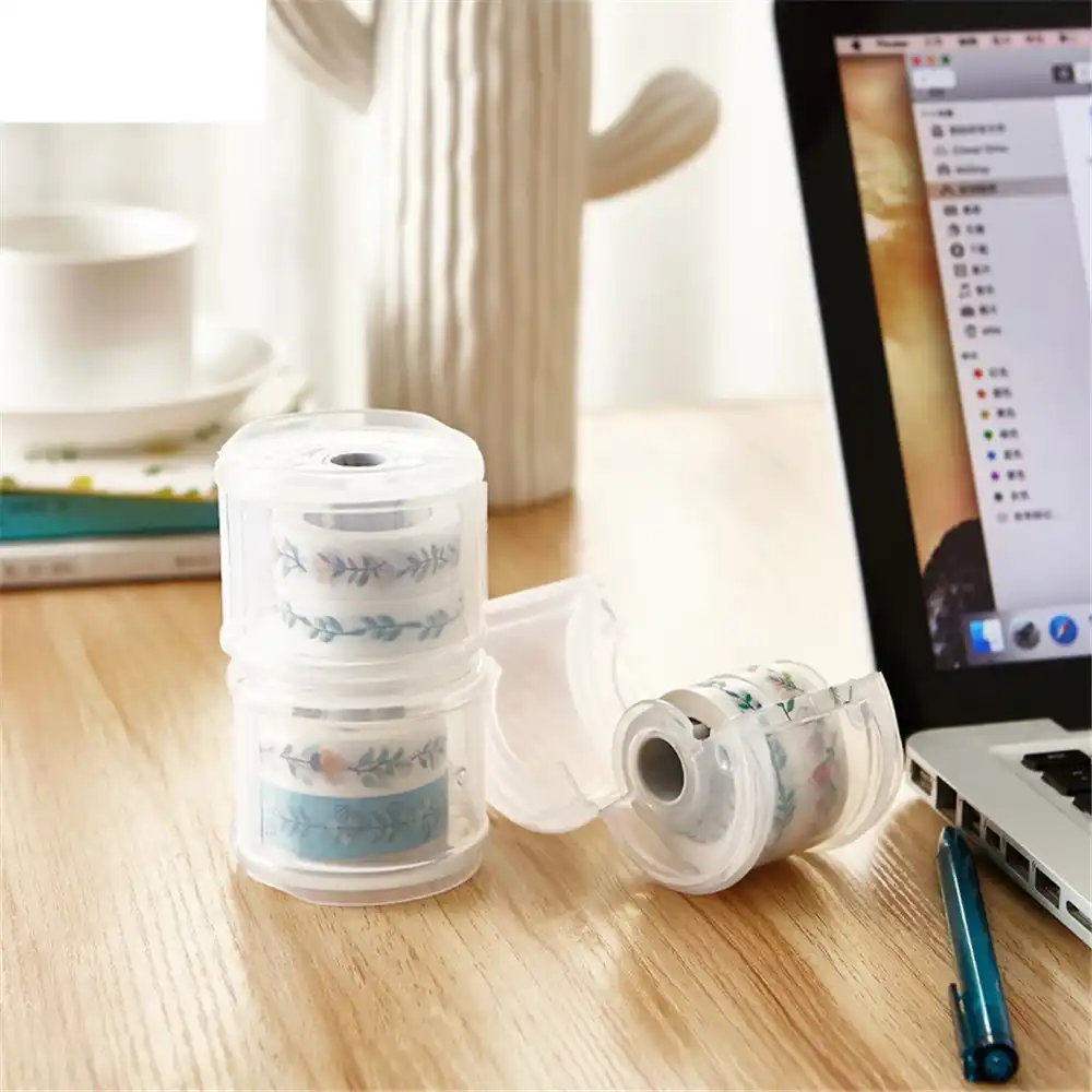 1pc Plastic Clear Washi Tape Dispenser Masking Tape Organizer