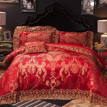 IvaRose 4/6/9pcs Silk Cotton Jacquard wedding Bedding sets King Queen size Bed set Duvet cover set lace Bedsheet Wholesale
IvaRose 4/6/9pcs Silk Cotton Jacquard wedding Bedding sets King Queen size Bed set Duvet cover set lace Bedsheet Wholesale