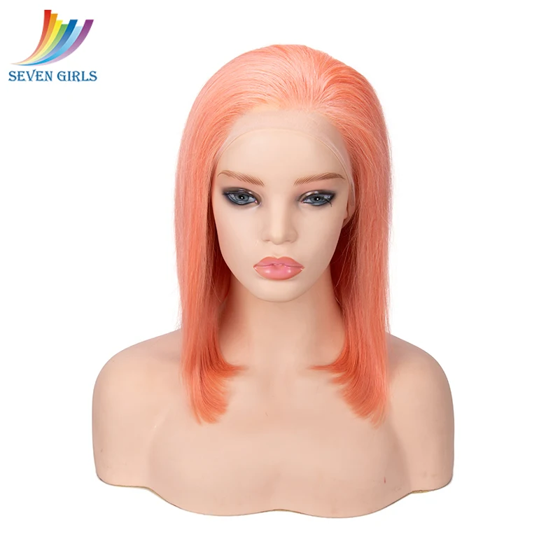 Sevengirls Peach Pink Full Lace Human Hair Wigs Brazilian Straight Virgin Hair Short BOB Wig With Natural Hairline Free Shipping
Sevengirls Peach Pink Full Lace Human Hair Wigs Brazilian Straight Virgin Hair Short BOB Wig With Natural Hairline Free Shipping