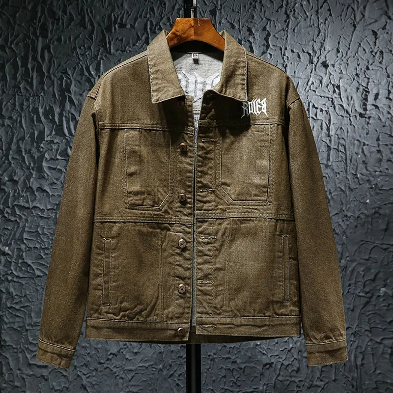 2018 autumn port wind brown male boy denim jacket Korean men's wild loose embroidery letter jacket
2018 autumn port wind brown male boy denim jacket Korean men's wild loose embroidery letter jacket