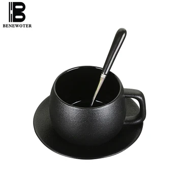 250cc Brief Black Color Coarse Pottery Coffee Cup with Saucer Kit Vintage Drinkware Breakfast Milk Mug Sent Friends Juice Cups
250cc Brief Black Color Coarse Pottery Coffee Cup with Saucer Kit Vintage Drinkware Breakfast Milk Mug Sent Friends Juice Cups