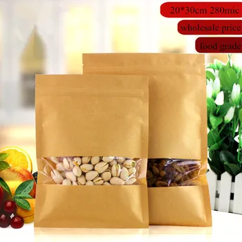 20*30cm High Quality Kraft Paper Bag Food With Zipper Top Food Pouch With Window Wholesaler
20*30cm High Quality Kraft Paper Bag Food With Zipper Top Food Pouch With Window Wholesaler