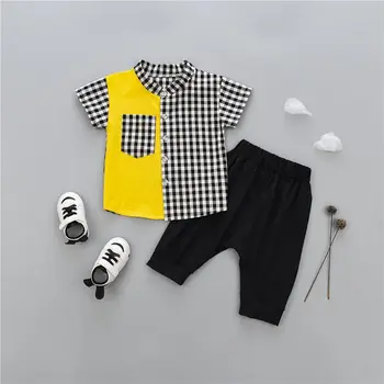 Summer Baby Boys Clothes Casual Short Sleeve Plaid Patchwork Tops T-shirt+Shorts kid clothes Sets 2019
Summer Baby Boys Clothes Casual Short Sleeve Plaid Patchwork Tops T-shirt+Shorts kid clothes Sets 2019