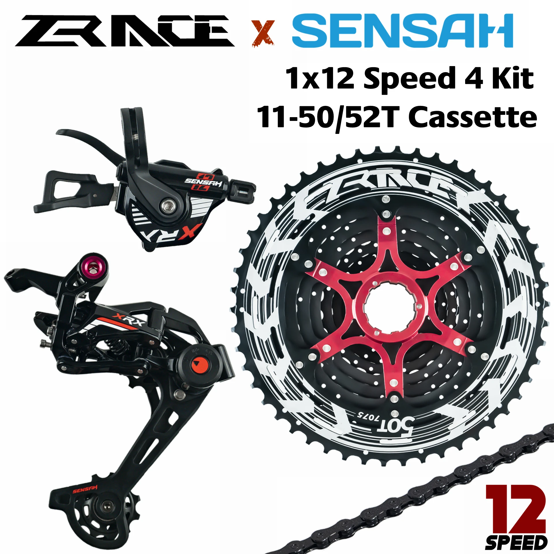 SENSAH XRX 1 x 12 Speed Shifter + Rear Derailleur 12s + ZRACE Cassette 50T 52T / Chainring / Chains, M9100 Eagle
SENSAH XRX 1 x 12 Speed Shifter + Rear Derailleur 12s + ZRACE Cassette 50T 52T / Chainring / Chains, M9100 Eagle