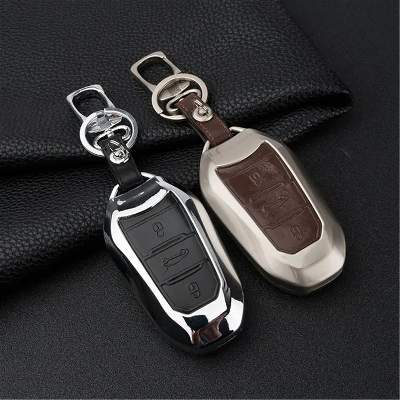 Цинковый сплав + кожаный чехол для автомобильного ключа Peugeot 3008 5008 408 2008 308 508 Citroen C4