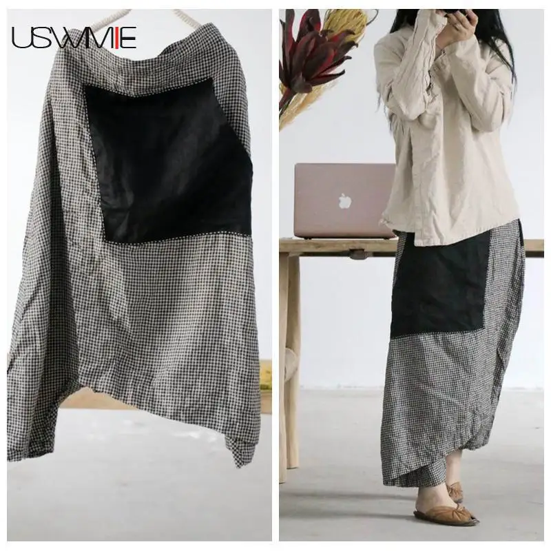 USWMIE 2018 Spring Women Pants Vintage Casual Elastic Waist Plaid Do Old Contrast Color Pocket Loose Comfort Flax Ninth Pants
USWMIE 2018 Spring Women Pants Vintage Casual Elastic Waist Plaid Do Old Contrast Color Pocket Loose Comfort Flax Ninth Pants