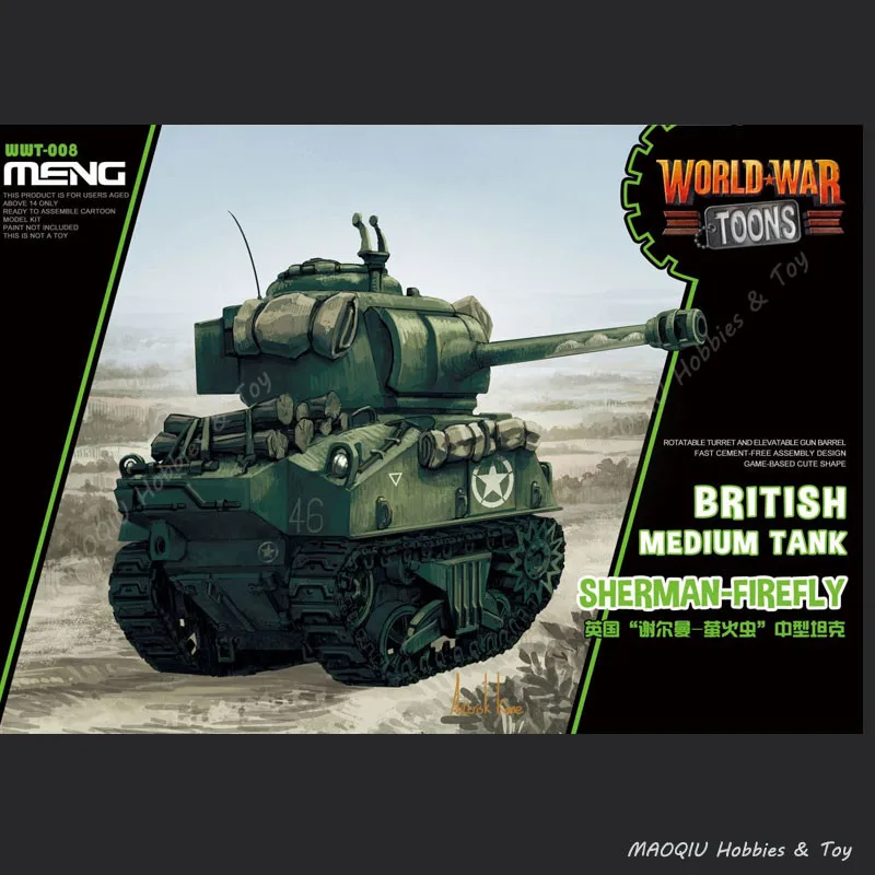 

MENG WWT 008 Q Version British Sherman Firefly Medium Tank Military Assembly Model Building Kits World War Toons