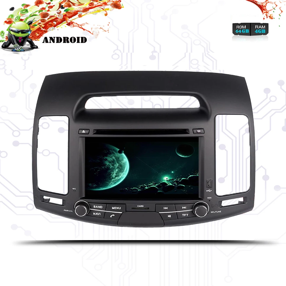 Авторадио 1024*600 Android 9 0 4 Гб ОЗУ + 64 ПЗУ автомобильный dvd-плеер для hyundai elantra 2007-2011