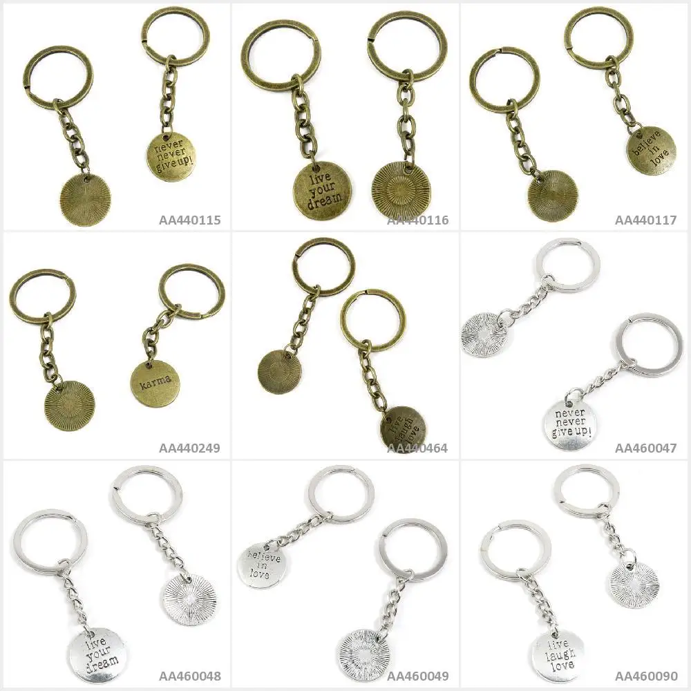 Antique Bronze Silver Tone Keychain Keyring Keytag Live Laugh Love Sign Tag Believe in Your Dream Never Give Up Karma Key Chain | Украшения