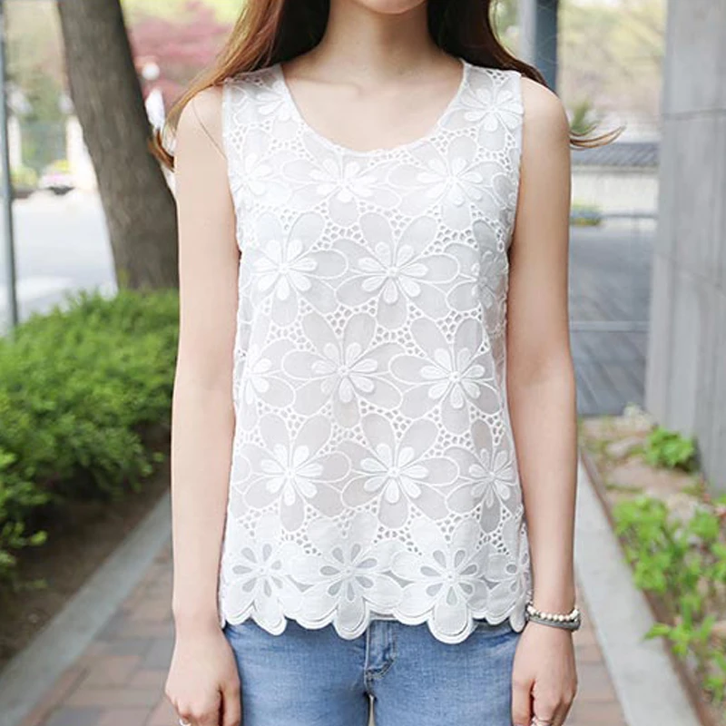 2019 Summer Blouse Women Shirt Femininas Fashion Woman Lace Elegant Sleeveless Blusas Crochet Casual Shirts Floral Top Plus Size
2019 Summer Blouse Women Shirt Femininas Fashion Woman Lace Elegant Sleeveless Blusas Crochet Casual Shirts Floral Top Plus Size