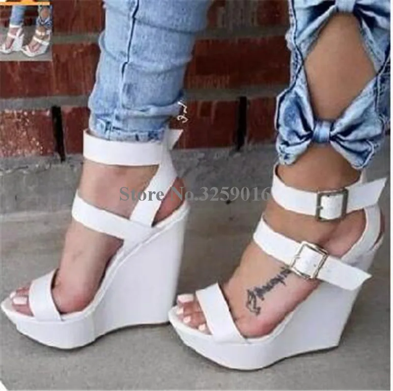 2019 Summer New Fashion Women Open Toe High Platform Wedge Sandals Ankle Straps Buckle Red White Wedge Sandals Dress Shoes
2019 Summer New Fashion Women Open Toe High Platform Wedge Sandals Ankle Straps Buckle Red White Wedge Sandals Dress Shoes