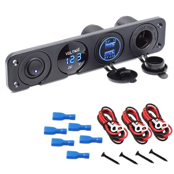 4 in 1 Modification Car Boat Switch Panel for 12 V~24V + Dual USB Socket Charge 2.1 A +LED Digital Voltmeter Switch Panel
4 in 1 Modification Car Boat Switch Panel for 12 V~24V + Dual USB Socket Charge 2.1 A +LED Digital Voltmeter Switch Panel