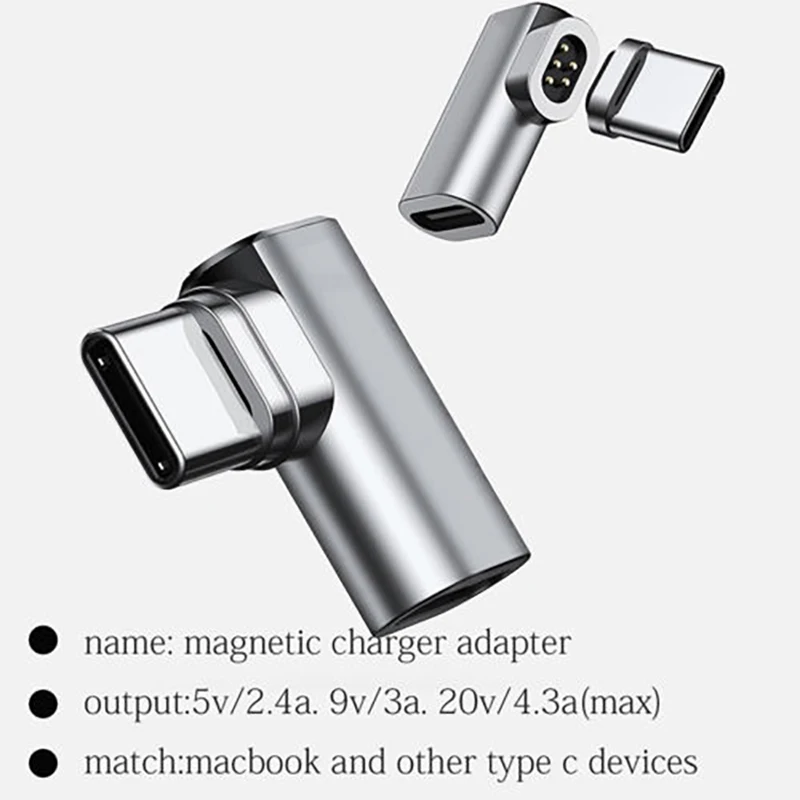 Powstro 4.3A Magnetic USB-C to USB-C Type C Charging Adapter 90 degree Bending Anti-Dust Plug Adapter Connector for Macbook Pro
Powstro 4.3A Magnetic USB-C to USB-C Type C Charging Adapter 90 degree Bending Anti-Dust Plug Adapter Connector for Macbook Pro