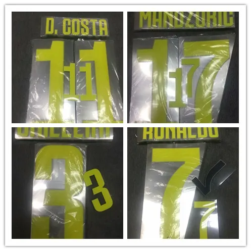 

Juventus 3RD yellow RONALDO D.COSTA DYBALA HIGUAIN BONUCCI CHIELLINI DYBALA number font print, Hot stamping patches badges 2019