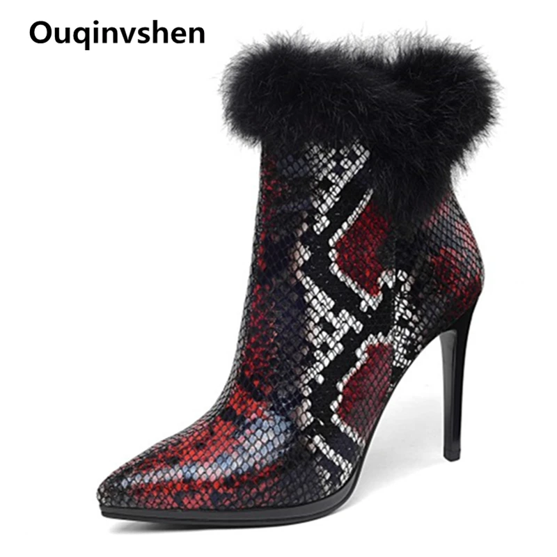 Ouqinvshen Pointed Toe Sexy Snake Print Boots Short Plus Fashion Elegant Warm Furry Boots Thin Heels Winter High Heels Boots
Ouqinvshen Pointed Toe Sexy Snake Print Boots Short Plus Fashion Elegant Warm Furry Boots Thin Heels Winter High Heels Boots