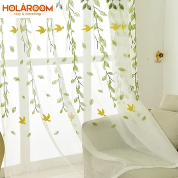Green Wicker Embroidered Curtains Swallow Bird Embroidered curtain Pastoral style Fabrics Window panel For Living Room bedroom
Green Wicker Embroidered Curtains Swallow Bird Embroidered curtain Pastoral style Fabrics Window panel For Living Room bedroom