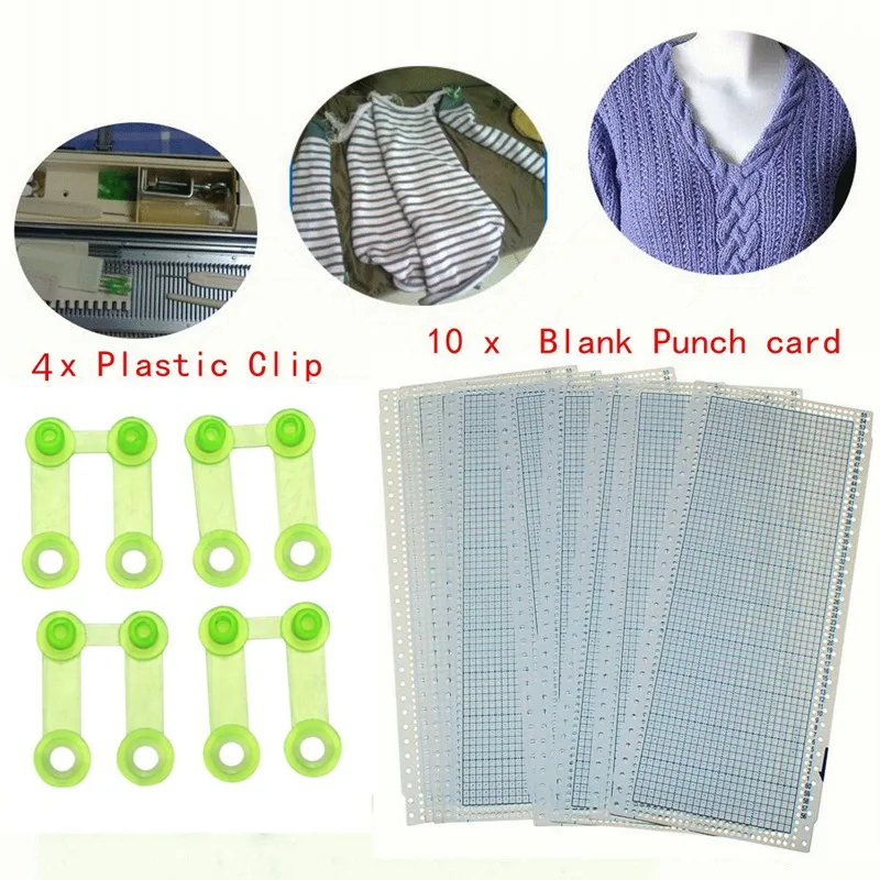 10sheets 24 Stitch Punch Card + 4 Clips for Brother Knitting Machines KH860 KH260 Punch Cards DIY Sweater Hand Crafts Accessory
10sheets 24 Stitch Punch Card + 4 Clips for Brother Knitting Machines KH860 KH260 Punch Cards DIY Sweater Hand Crafts Accessory