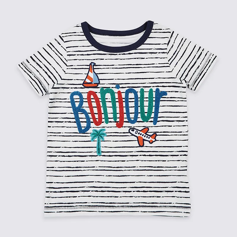 Little Maven New Summer Kids Clothing Short O-neck Striped Letters Bonjour Embroidery Knitted Cotton Quality Boys Casual Tshirts
Little Maven New Summer Kids Clothing Short O-neck Striped Letters Bonjour Embroidery Knitted Cotton Quality Boys Casual Tshirts