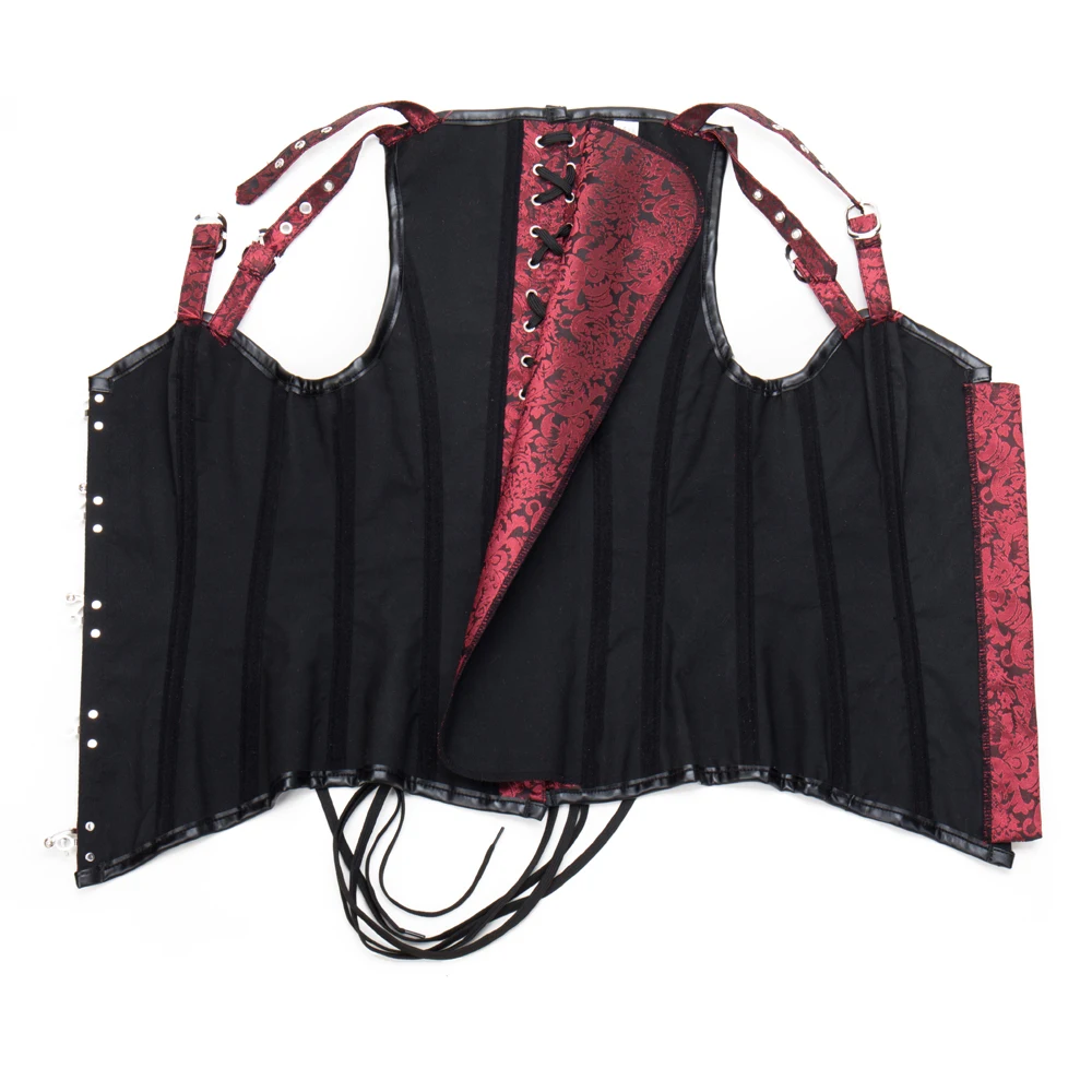 Women's Steampunk Gothic Fashion Faux Leather Buckle Shoulder Straps Tank Overbust Vest Corset Black Plus Size Women's Steampunk Gothic Fashion Faux Leather Buckle Shoulder Straps Tank Overbust Vest Corset Black Plus Size