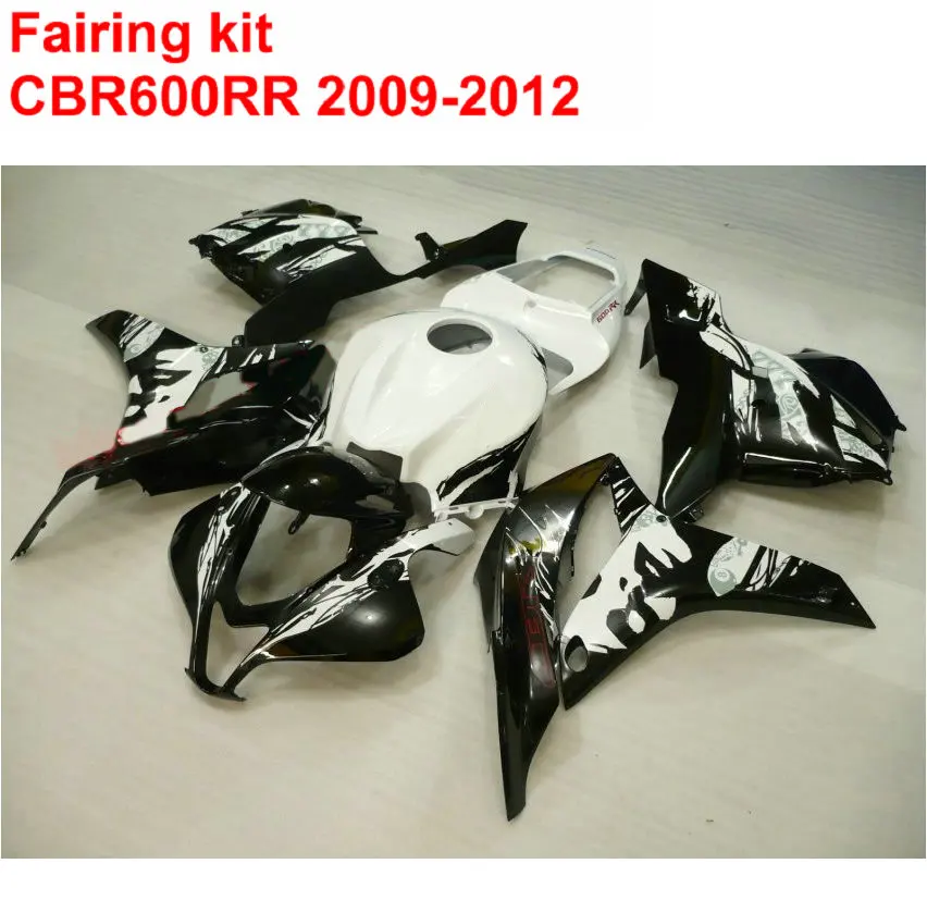 

Injection ABS Full Fairing Kit For HONDA CBR600RR 2009 2010 2011 2012 CBR 600 RR Black White Plastic Fairings 09-12 SZ9