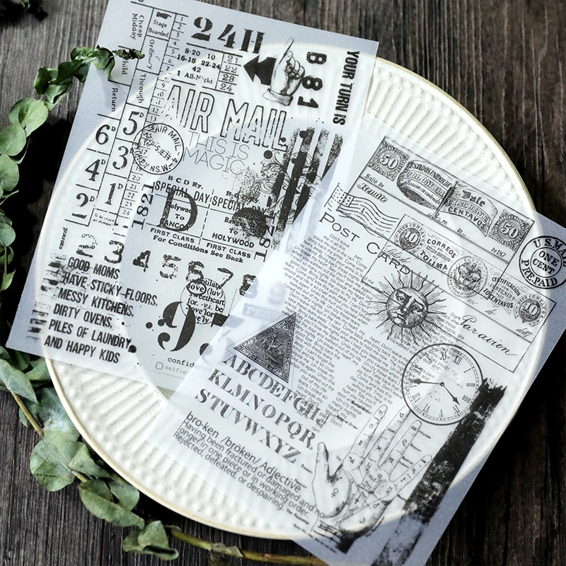 8pcs/Set A5 Vintage Black White DIY Vellum Self-adhesive Stickers for Scrapbooking Happy Planner Card Making Journal Project
8pcs/Set A5 Vintage Black White DIY Vellum Self-adhesive Stickers for Scrapbooking Happy Planner Card Making Journal Project