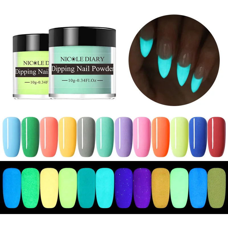 NICOLE DIARY 10g Dipping Nail Powder Fluorescent Glitter Night Luminous Shining Pigment Dust Natural Dry Nail Art Decoration
NICOLE DIARY 10g Dipping Nail Powder Fluorescent Glitter Night Luminous Shining Pigment Dust Natural Dry Nail Art Decoration