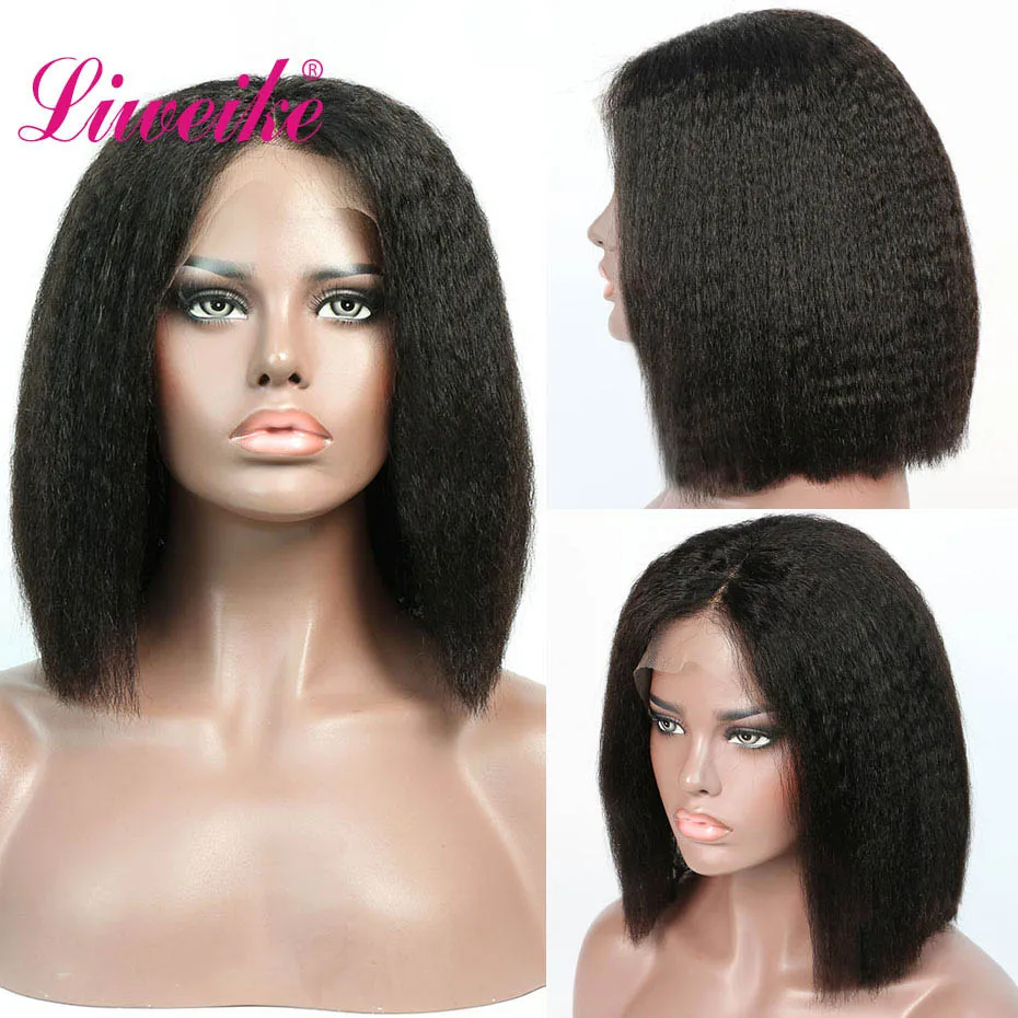 Liweike Kinky Straight Short Bob Lace Front Human Hair Wig Brazilian Remy Hair Pre Plucked Wigs Full Ends 150% Density 12 Inches
Liweike Kinky Straight Short Bob Lace Front Human Hair Wig Brazilian Remy Hair Pre Plucked Wigs Full Ends 150% Density 12 Inches