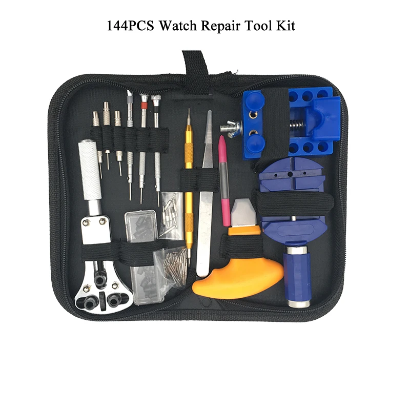 144 PCS Multi-function Professional And General Use Watch Repair Tool Kit, Case Opener Spring Bar Tool Set
144 PCS Multi-function Professional And General Use Watch Repair Tool Kit, Case Opener Spring Bar Tool Set