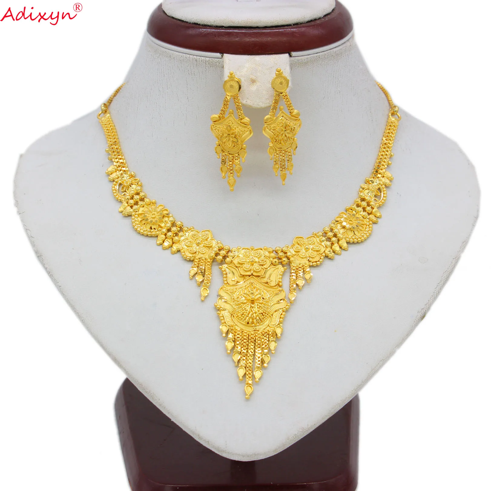 Adixyn India Jewelry Set Gold Color Chokers Necklace Earrings Luxury Arab African Wedding Party Gifts N06081
Adixyn India Jewelry Set Gold Color Chokers Necklace Earrings Luxury Arab African Wedding Party Gifts N06081