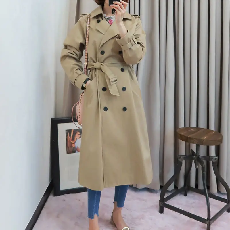 Women Trench Coat Double-Breasted Khaki Long Coat Women Overcoat Abrigos Mujer Elegant Windbreaker Trench Coats With Belt C5531
Women Trench Coat Double-Breasted Khaki Long Coat Women Overcoat Abrigos Mujer Elegant Windbreaker Trench Coats With Belt C5531