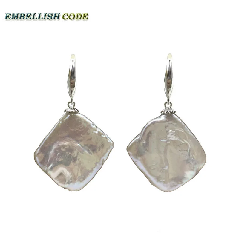 large size baroque style flat block rhombus shape hook dangle earring white color natural pearls 925 silver elegant jewelry
large size baroque style flat block rhombus shape hook dangle earring white color natural pearls 925 silver elegant jewelry