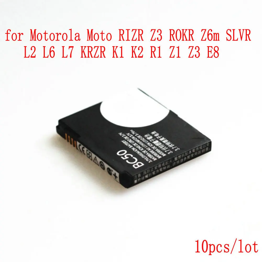 10 шт./лот Высокое качество 700 мА/ч BC50 Аккумулятор для Motorola Moto ризр Z3 ROKR Z6m SLVR L2 L6 L7 KRZR
