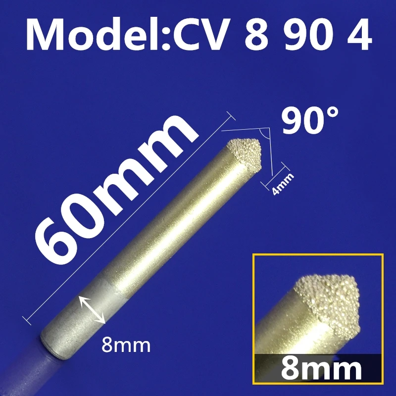 Model CV8 90 4 1PCS CNC 90degree Diamond stone engraving bit for marble bluestone and sandstone 3D V bottom relief cone cutter |