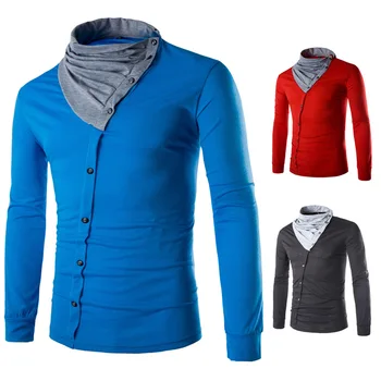 Men's wear oblique single-row button European and American men's T-shirt autumn and winter new style stitching pile collar men's
Men's wear oblique single-row button European and American men's T-shirt autumn and winter new style stitching pile collar men's
