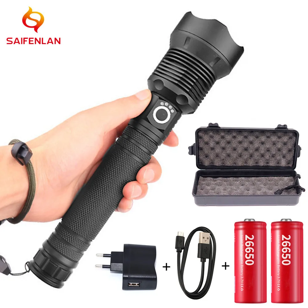 Powerful 120000 lumens Flashlight xhp70.2 most LED Flashlight USB Zoom LED Torch xhp70 xhp50 18650 or 26650 battery for Camping
Powerful 120000 lumens Flashlight xhp70.2 most LED Flashlight USB Zoom LED Torch xhp70 xhp50 18650 or 26650 battery for Camping