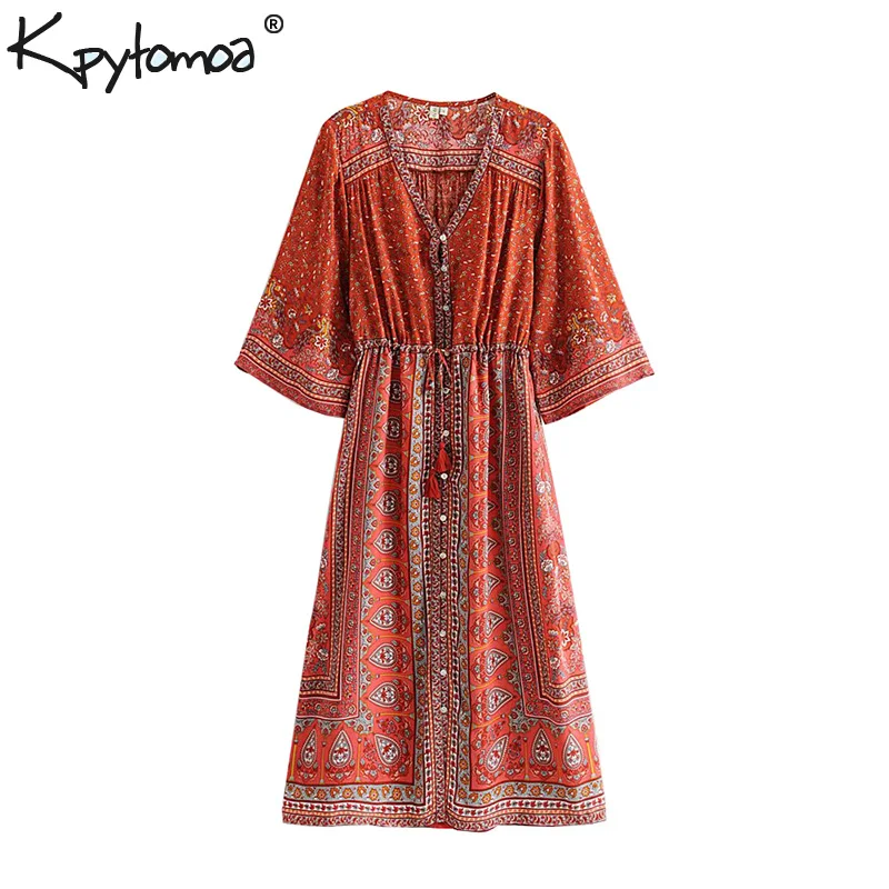 Boho Chic Summer Vintage Floral Print Pleated Dress Women 2019 Fashion Kimono Sleeve Lace Up Tassel Beach Dresses Vestidos Mujer 
Boho Chic Summer Vintage Floral Print Pleated Dress Women 2019 Fashion Kimono Sleeve Lace Up Tassel Beach Dresses Vestidos Mujer