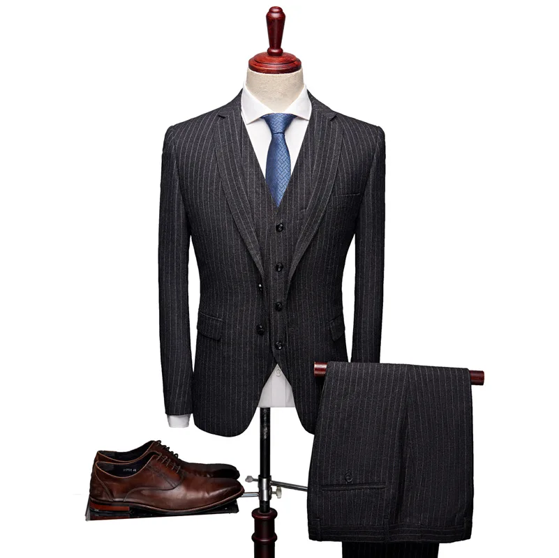New 2019 Groom Korean Version of the Self-cultivation Business Casual Suit Three-piece Stripe Sanded Suit Suit
New 2019 Groom Korean Version of the Self-cultivation Business Casual Suit Three-piece Stripe Sanded Suit Suit