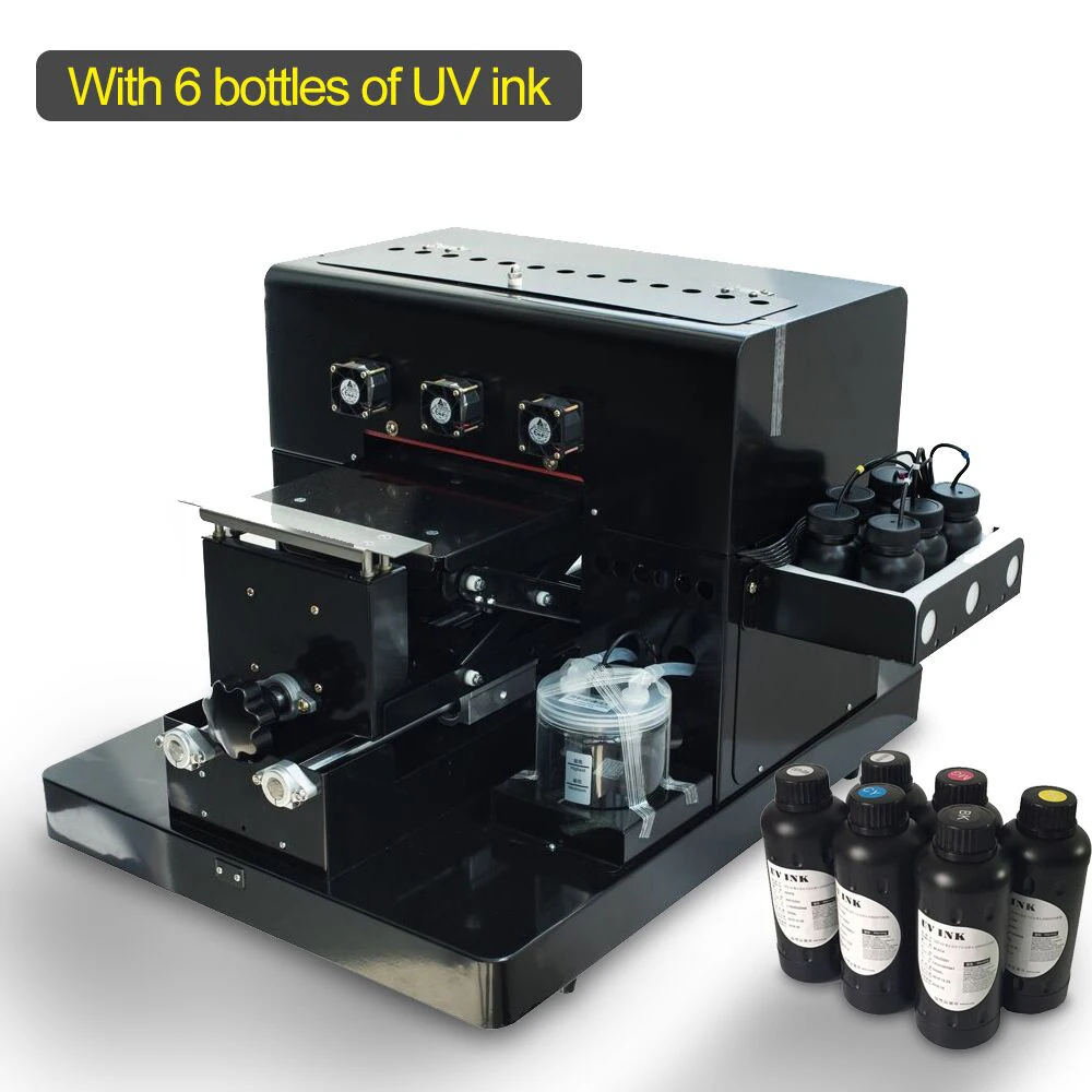 A4 Small size UV Printer LED with emboss effect UV Flatbed Printer for Phone Case, T-shirt, TPU, Wood with 6 color 500ml UV Ink
A4 Small size UV Printer LED with emboss effect UV Flatbed Printer for Phone Case, T-shirt, TPU, Wood with 6 color 500ml UV Ink