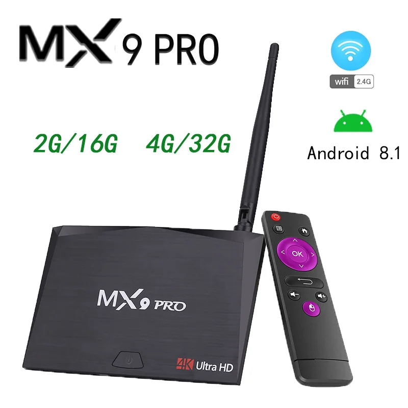 Android 8.1 TV Box Mx9 Pro 4G RAM 32GB ROM RK3328 Quad Core 2.4G/5G dual WiFi Bluetooth Smart TV Box 4K Media Player PK X96 mini
Android 8.1 TV Box Mx9 Pro 4G RAM 32GB ROM RK3328 Quad Core 2.4G/5G dual WiFi Bluetooth Smart TV Box 4K Media Player PK X96 mini