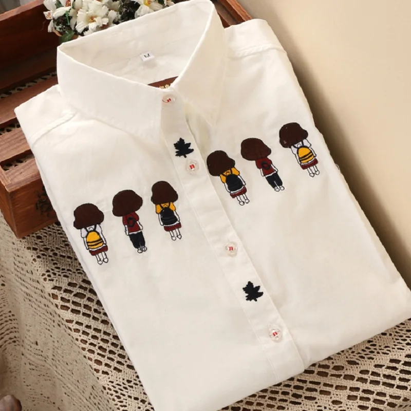 women blouses 2018 fashion 5 Embroidered white Cotton casual long sleeve shirt women tops Blusas Femininas ladies office shirts
women blouses 2018 fashion 5 Embroidered white Cotton casual long sleeve shirt women tops Blusas Femininas ladies office shirts