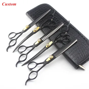 Custom 6 kit japan 440c 7'' black pet dog grooming hair scissors curved cutting shears thinning barber hairdressing scissors set
Custom 6 kit japan 440c 7'' black pet dog grooming hair scissors curved cutting shears thinning barber hairdressing scissors set