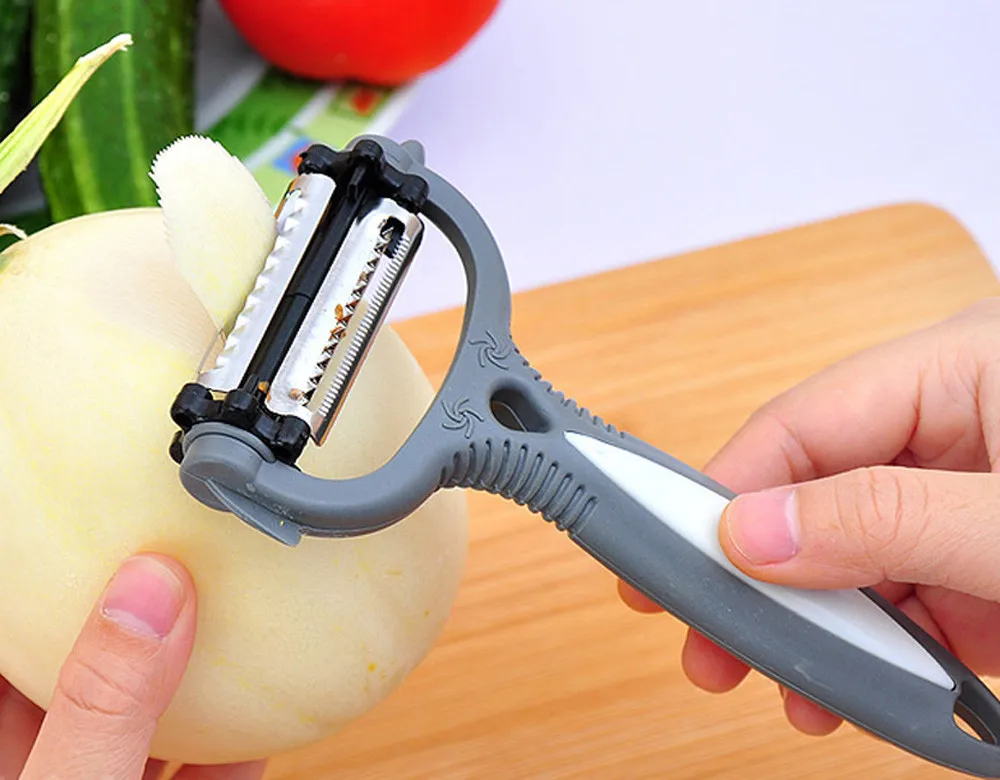 3 in 1 Rotary Vegetable Fruit Peeler Knife 360 Degree Multifunction Carrot Potato Peeler Melon Slicer Gadget Kitchen Tools F110
3 in 1 Rotary Vegetable Fruit Peeler Knife 360 Degree Multifunction Carrot Potato Peeler Melon Slicer Gadget Kitchen Tools F110