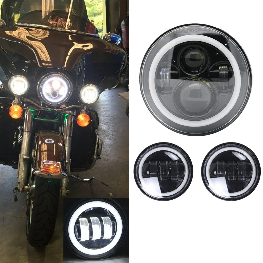 7" Motorcycle LED angle eyes Halo Headlight Passing Lights and 4.5" Halo led fog light lamp ForTouring
7" Motorcycle LED angle eyes Halo Headlight Passing Lights and 4.5" Halo led fog light lamp ForTouring