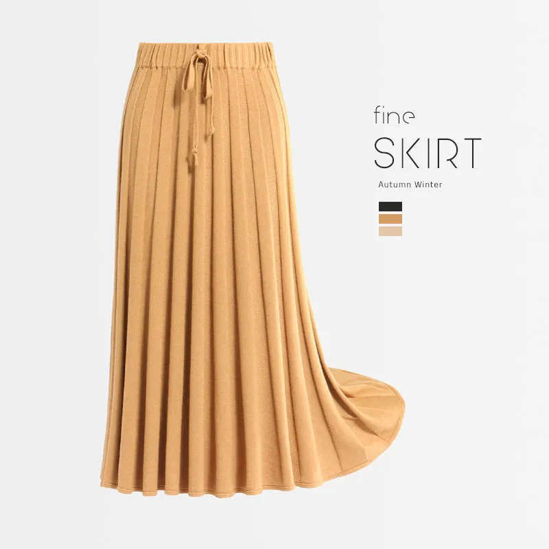 1pcs Hight waist Women Pleated knit skirts 2019Autumn Knitted cotton Splicing waist belt Pleated Long skirt Ladies Skinny skirts
1pcs Hight waist Women Pleated knit skirts 2019Autumn Knitted cotton Splicing waist belt Pleated Long skirt Ladies Skinny skirts