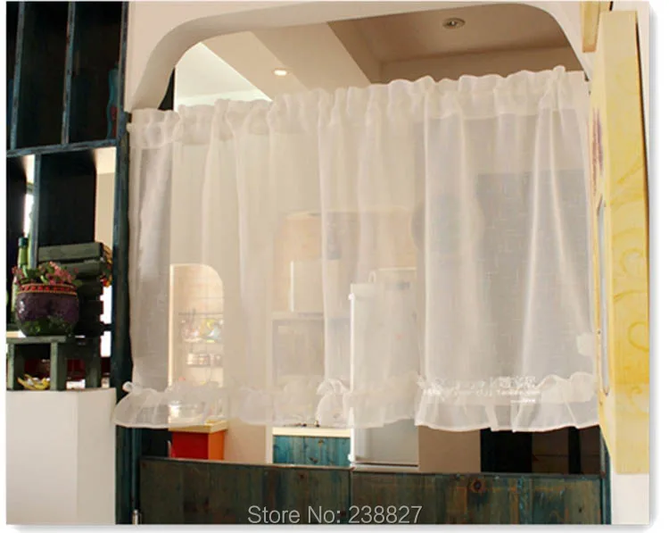XinHuaEase Kitchen Short Curtain House Lace Drapes Window Half Voile Door Valance Coffee Windows Tulle White Sheer Cafe Curtains