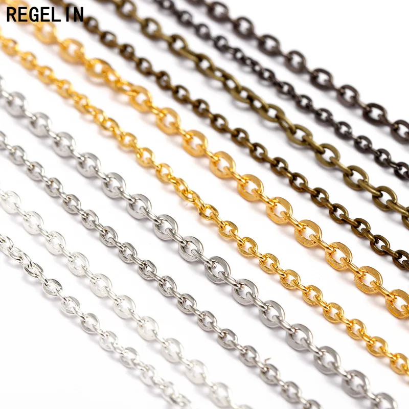 REGELIN Rhodium/Silver/Gold/Gunmetal/Antique Bronze Plated Necklace Chains Brass Bulk 5m/lot for DIY Jewelry Making Materials
REGELIN Rhodium/Silver/Gold/Gunmetal/Antique Bronze Plated Necklace Chains Brass Bulk 5m/lot for DIY Jewelry Making Materials