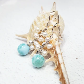 Lii Ji Gemstone Natural Larimar Freshwater Pearl 925 Sterling Silver Earring Fahion Women Jewelry
Lii Ji Gemstone Natural Larimar Freshwater Pearl 925 Sterling Silver Earring Fahion Women Jewelry